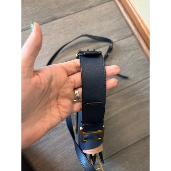 Zac Posen Katie Satchel Crossbody Leather Structured Top Handle Bag Purse Navy - Picture 10 of 16